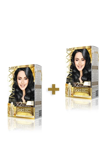 MAXX DELUXE 2'li Golden Beauty Set Saç Boyası 1.0 Siyah ürün görseli 1