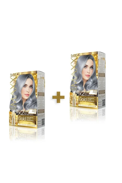 MAXX DELUXE 2'li Golden Beauty Set Saç Boyası 0.01 Füme Gri ürün görseli 1