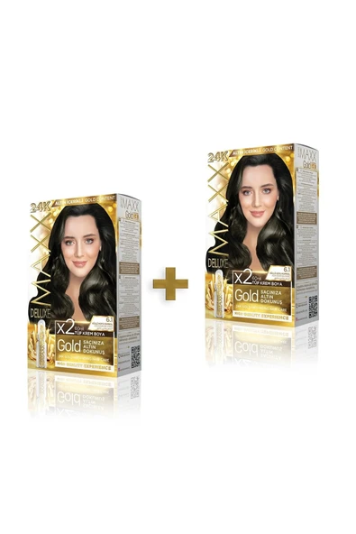 MAXX DELUXE 2'li Golden Beauty Set Saç Boyası 6.1 Küllü Koyu Kumral ürün görseli 1