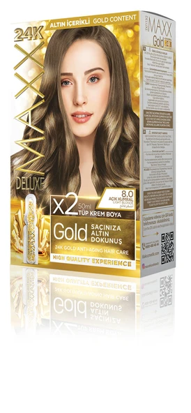 MAXX DELUXE Golden Beauty Set Saç Boyası 8.0 Açık Kumral ürün görseli 1