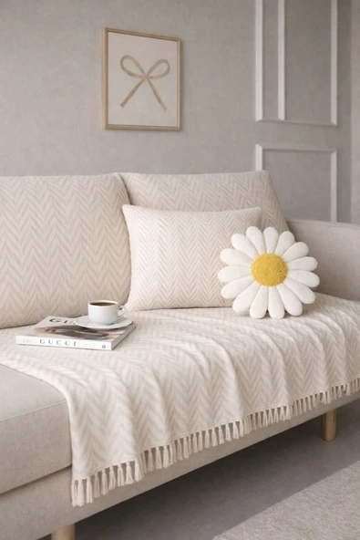 Sheri Home Bianca Koltuk Örtüsü Kaymaz Kumaş Özelliği | Koltuk Şalı 185 X 200 Cm EKRU8882199 ürün görseli 1