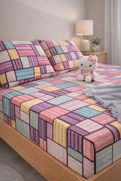 Sheri Home Premium Pamuk Lastikli Çarşaf Seti– Kaymaz Tam Geçmeli Fitted Sheet – 120x200/ 180x200 / 200x200 ürün görseli 1