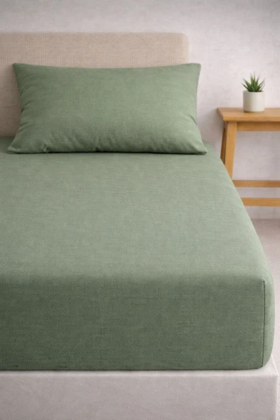 Sheri Home Çift Kişilik Pamuklu Çarşaf Seti Çağla Yeşili Renkty93883877 ürün görseli 1