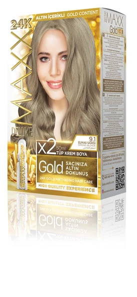 MAXX DELUXE Golden Beauty Set Saç Boyası 9.1 Elmas Sarısı ürün görseli 1