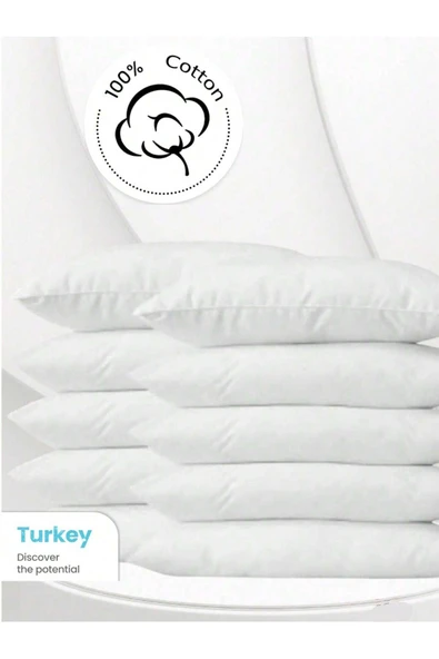 Sheri Home Tekstil Pamuklu Overlok Dikim 50x70 Beyaz Iç Astar, Fermuarlı Yastık Kılıfı, 10'lu Yastık Şiltesi ürün görseli 1