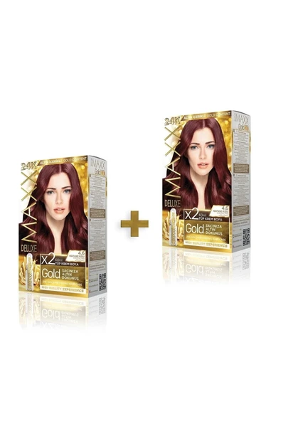 MAXX DELUXE 2'li Golden Beauty Set Saç Boyası 4.6 Kestane Kızılı ürün görseli 1