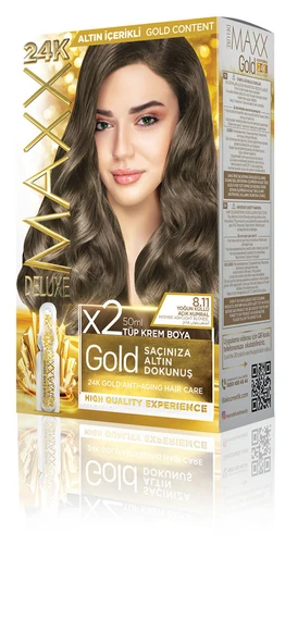 MAXX DELUXE Golden Beauty Set Saç Boyası 8.11 Yoğun Küllü Açık Kumral ürün görseli 1