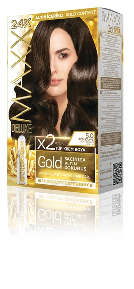 MAXX DELUXE Golden Beauty Set Saç Boyası 5.0 Açık Kahve ürün görseli 1
