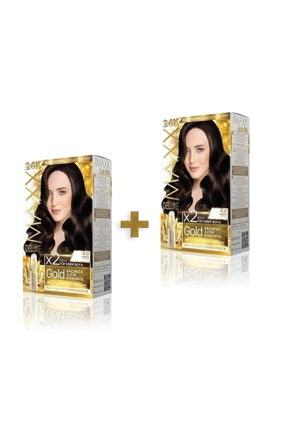 MAXX DELUXE 2'li Golden Beauty Set Saç Boyası 4.0 Kahve ürün görseli 1