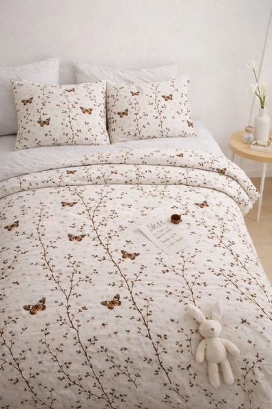 Sheri Home Tekstil YENİ Kelebek Tek Kişilik Nevresim Seti Yorgan Kılıfı +1 adet Yastık Kılıfı 889221969488 ürün görseli 1