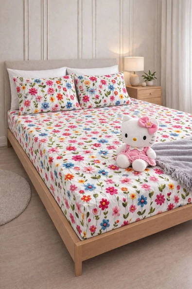 Sheri Home Premium Pamuk Lastikli Çarşaf Seti– Kaymaz Tam Geçmeli Fitted Sheet – 120x200/ 180x200 / 200x200 ürün görseli 1