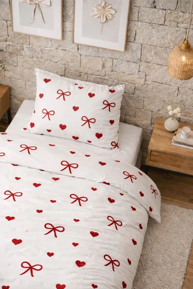 Sheri Home Tekstil FİYONK Tek Kişilik Nevresim Seti Yorgan Kılıfı +1 adet Yastık Kılıfı KIRIMIZI889221969488 ürün görseli 1