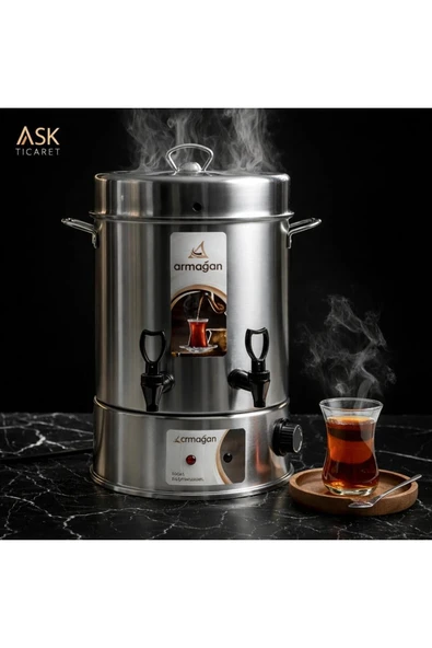 WARM WASSER 40 Bardak Çelik Çay Otomatı & Çay Makinesi - Semaver Açık rezistans ürün görseli 1