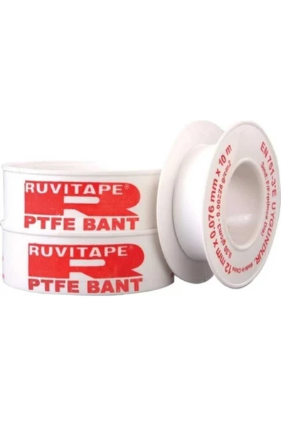 Ruvitape Teflon Bant 10'LU 12 MM x 0.076 MM x 10 MT ürün görseli 1