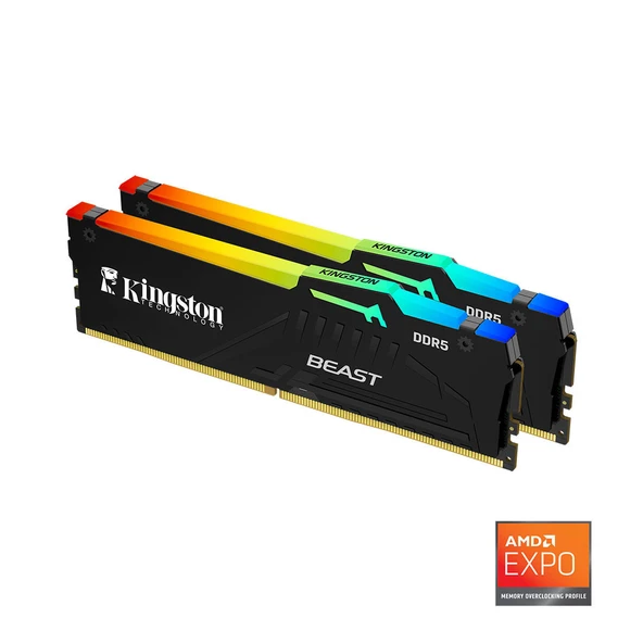 Kingston KF560C30BBEAK2-64TR Beast RGB Expo 64GB DDR5 6000MHz CL30 Masaüstü Performans Ram Kit (2x32GB) ürün görseli 1