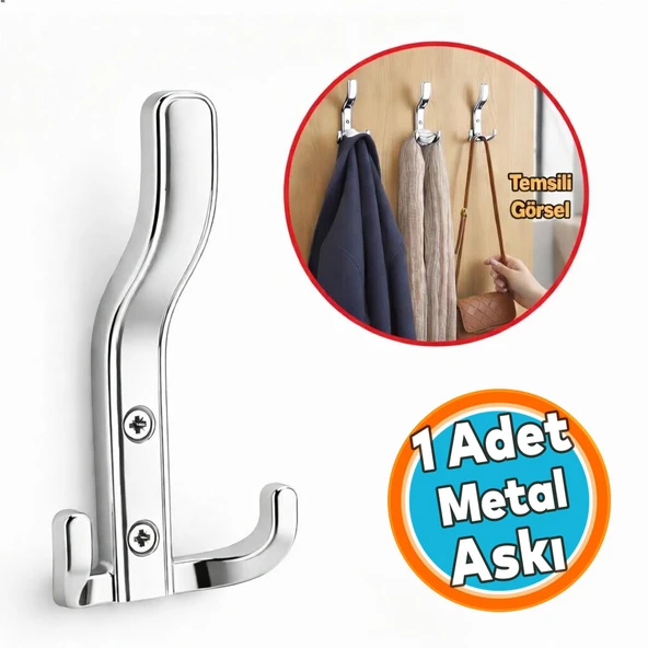 Portmanto Krom Renk Dolap Askılık Duvar Askılığı Vestiyer Mutfak Elbise Kıyafet Askı (1 Adet) ürün görseli 1