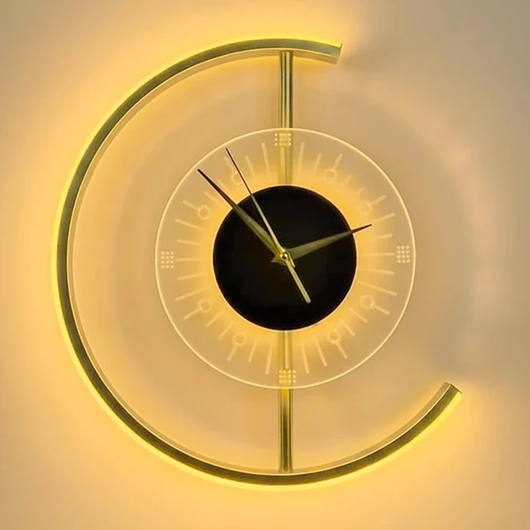 Upway 3 Renk LED Aydınlatmalı 35 cm Modern Dekoratif Duvar Saati – Sessiz Çalışma ürün görseli 1