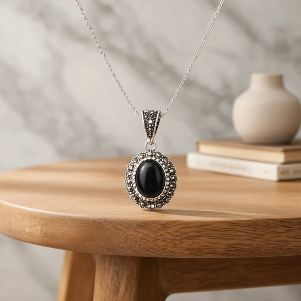 BlackCraft Oltu Taşı İmge Kolye ürün görseli 1