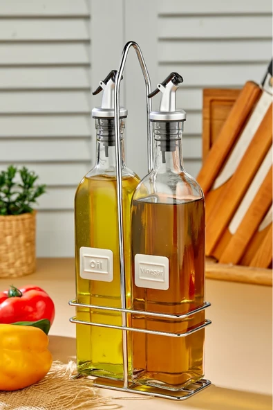Cooker 2'li 500 ml Stantlı Cam Yağdanlık, Sosluk, Baharatlık Seti CKR2954 ürün görseli 1