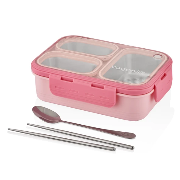 Vagon Çelik Beslenme Kutusu Lunch Box Paslanmaz 620 Ml Xc-7097 (Karışık Renk 1 Adet) ürün görseli 1