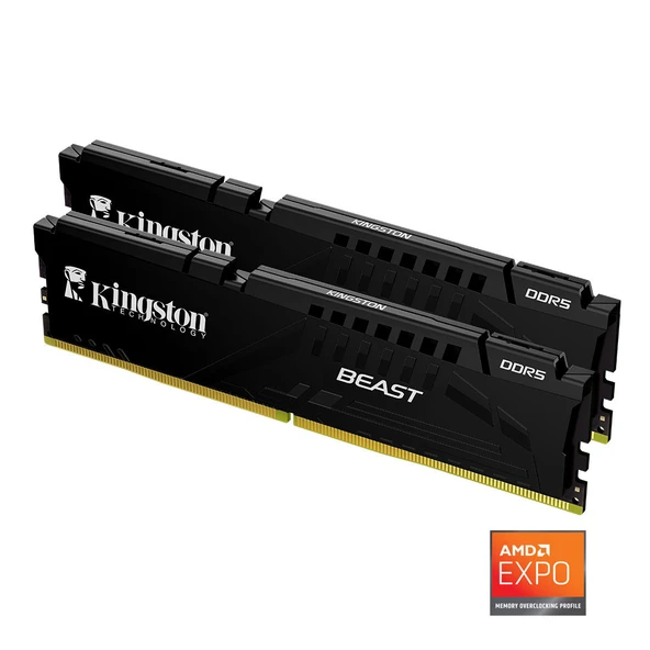 Kingston KF564C32BBEK2-64TR Beast Expo 64GB DDR5 6400MHz CL32 Masaüstü Performans Ram Kit (2x32GB) ürün görseli 1