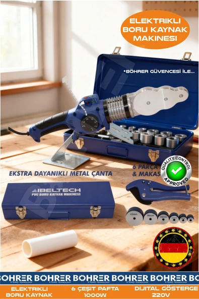 BÖHRER 1000W 6 ÇEŞİT PAFTALI DİJİTAL GÖSTEGELİ 220V ELEKTRİKLİ BORU KAYNAK MAKİNESİ ürün görseli 1
