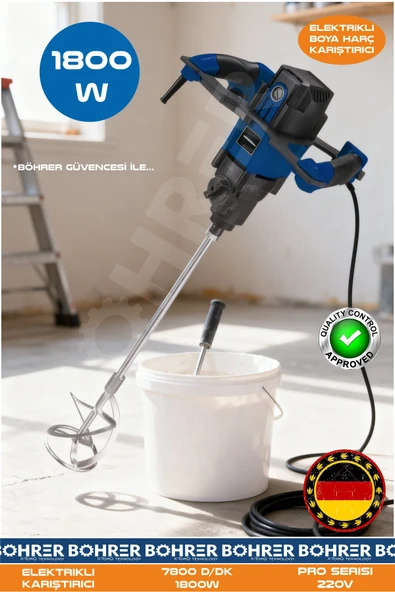BÖHRER ELEKTRİKLİ 7800D/DK 1800W 220V PRO SERİSİ BOYA HARÇ KARIŞTIRICI ürün görseli 1