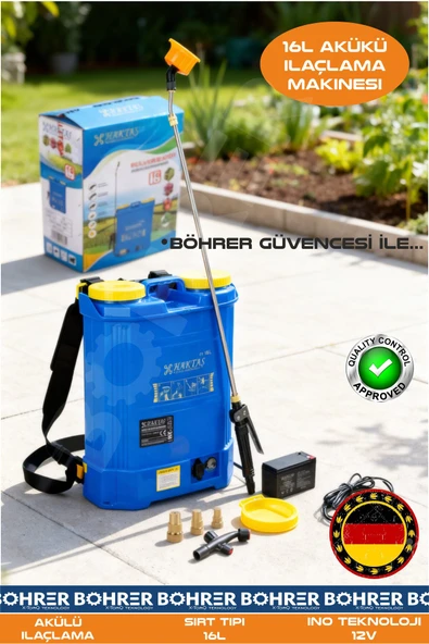 BÖHRER 16L SIRT TİPİ 12V AKÜLÜ İLAÇLAMA MAKİNESİ ürün görseli 1