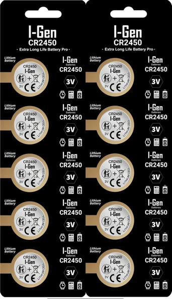 I-Gen Cr2450 Pil 10'lu Paket Lityum Düğme Pil 3V 2450 ürün görseli 1