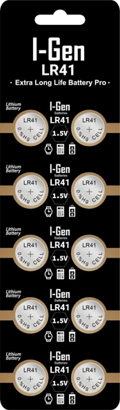 I-Gen Lr41 (Ag3) 10'Lu Paket Özel Alkalın Düğme Pil ürün görseli 1
