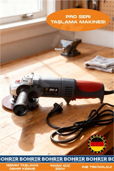 BÖHRER 900W DEVİR AYARLI 115MM PRO MODEL BAKIR SARGILI TAŞLAMA DEMİR KESME MAKİNESİ ürün görseli 1