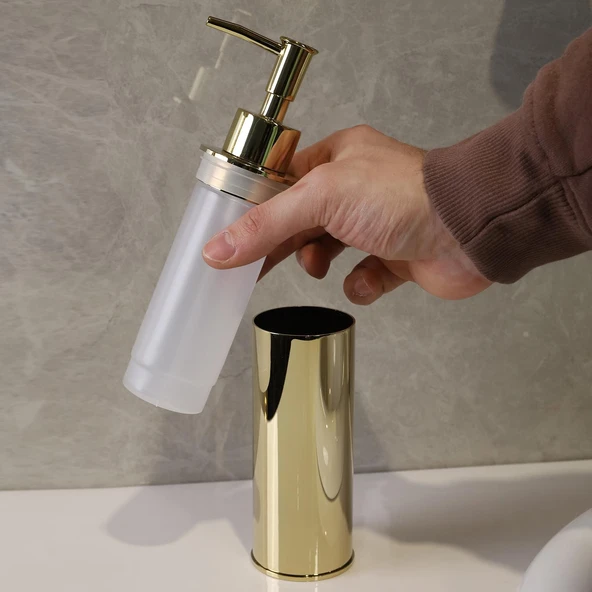 Kobos Yuvarlak Banyo Seti Parlak Altın - Resim 4