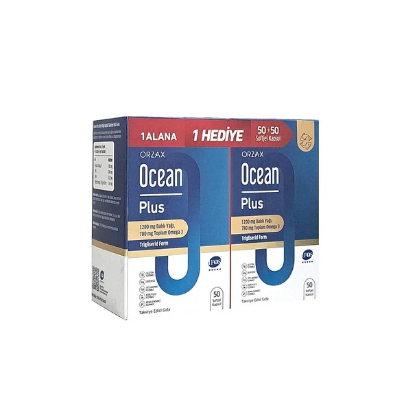 Ocean Plus Trgliserid Forrm 780 mg Omega3 50+50 Softjel Kapsül ürün görseli 1