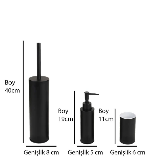 Kobos Yuvarlak Banyo Seti Mat Siyah - Resim 7