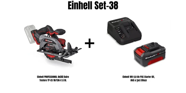 Einhell Set-38 (Einhell PROFESSIONAL Akülü Daire Testere TP-CS 18/136-C Li BL+Einhell 18V 4,0 Ah PXC Starter Kit, Akü & Şarj Cihazı) ürün görseli 1