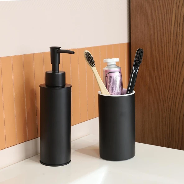 Kobos Yuvarlak Banyo Seti Mat Siyah - Resim 3