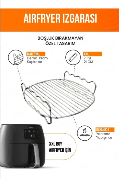 Airfryer Izgara Teli Zigzag Model - Fritöz Metal Aksesuarı XXL ürün görseli 1