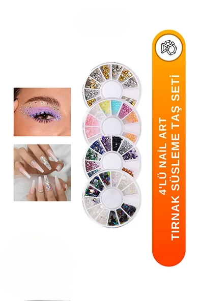 Fontenay Tırnak Süsleme Taşı, Kolay Uygulanabilir, 4'lü Nail Art Tırnak Süsleme Taş Seti ürün görseli 1