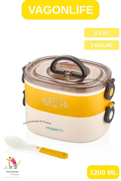Vagonlife 1200 ML ÇELİK LUNCHBOX-YEMEK KABI 3 BÖLMELİ ürün görseli 1