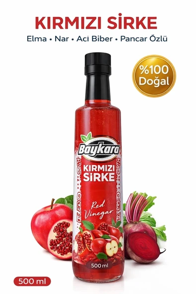 genel tr Kırmızı Sirke 500 ml | Elma Nar Acı Biber Pancar Özlü Fermente Sirke ürün görseli 1