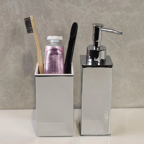 Kobos Kare Banyo Seti Parlak Krom - Resim 3