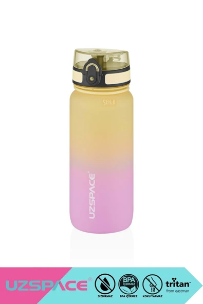 Uzspace 650ml Yeni Çift Renkli Sızdırmaz BPA İçermez Kilitlenebilir Kapaklı Motivasyonel Tritan Su Matarası ürün görseli 1