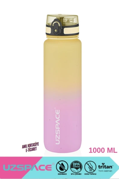 Uzspace Büyük Boy 1000ml Motivasyon Matarası Çift Renk Softtouch  Tritan Su Matarası ürün görseli 1