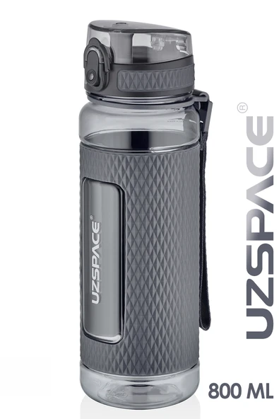 Uzspace 800 ML BÜYÜK BOY Tritan Su Matarası Silikon Korumalı Kaydırmaz Gövde Suluk ürün görseli 1