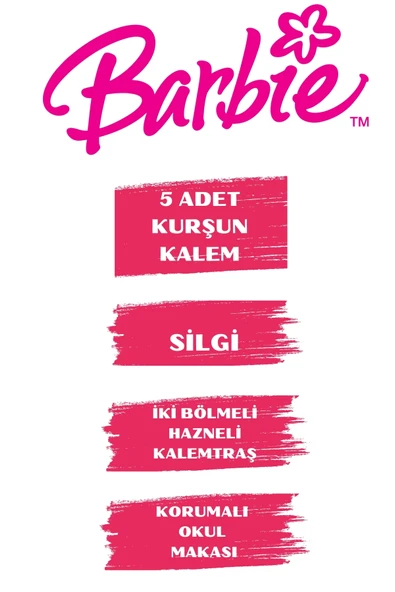 Barbie Lisanslı Mini Kurşun Kalem Seti 8 PARÇA - Resim 3