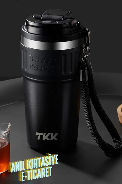 Vagonlife TKK Yeni Koleksiyon 630ml Pipetli/Pipetsiz Kullanım Askılı Paslanmaz Çelik Termos Kahve Mug Matara ürün görseli 1