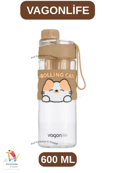 Vagonlife 600 ML KEDİ FİGÜRLÜ SU MATARASI ( RAHAT İÇİM-SÜZGEÇLİ ) ürün görseli 1