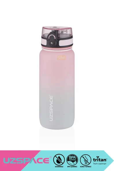 Uzspace 650ml Yeni Çift Renkli Sızdırmaz BPA İçermez Kilitlenebilir Kapaklı Motivasyonel Tritan Su Matarası ürün görseli 1