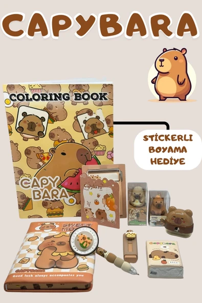 Mikro CAPYBARA MEGA KIRTASİYE SETİ 9 PARÇA NOT DEFTERİ-GÜNLÜK ürün görseli 1