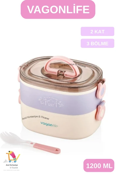 Vagonlife 1200 ML ÇELİK LUNCHBOX-YEMEK KABI 3 BÖLMELİ ürün görseli 1